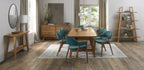 Rustic Oak Dining Set 6 Chairs 2 Carvers Velvet Fabric