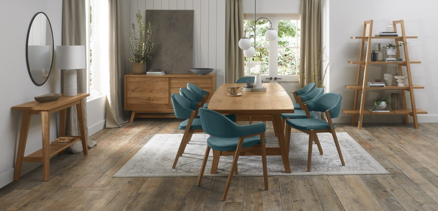 Rustic Oak 6 to 8 Seater Extending Dining Table - Home Furniture Interiors