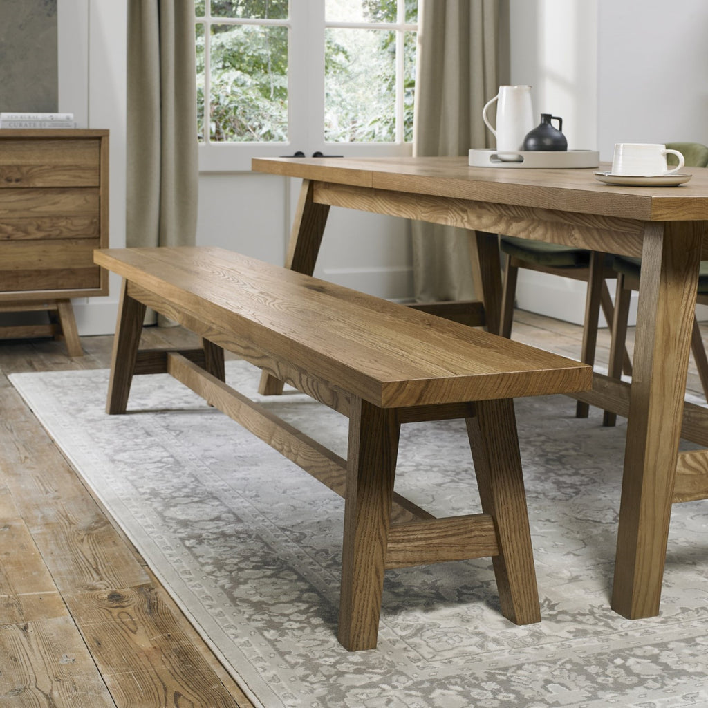 Rustic Oak Large Dining Bench 220cm