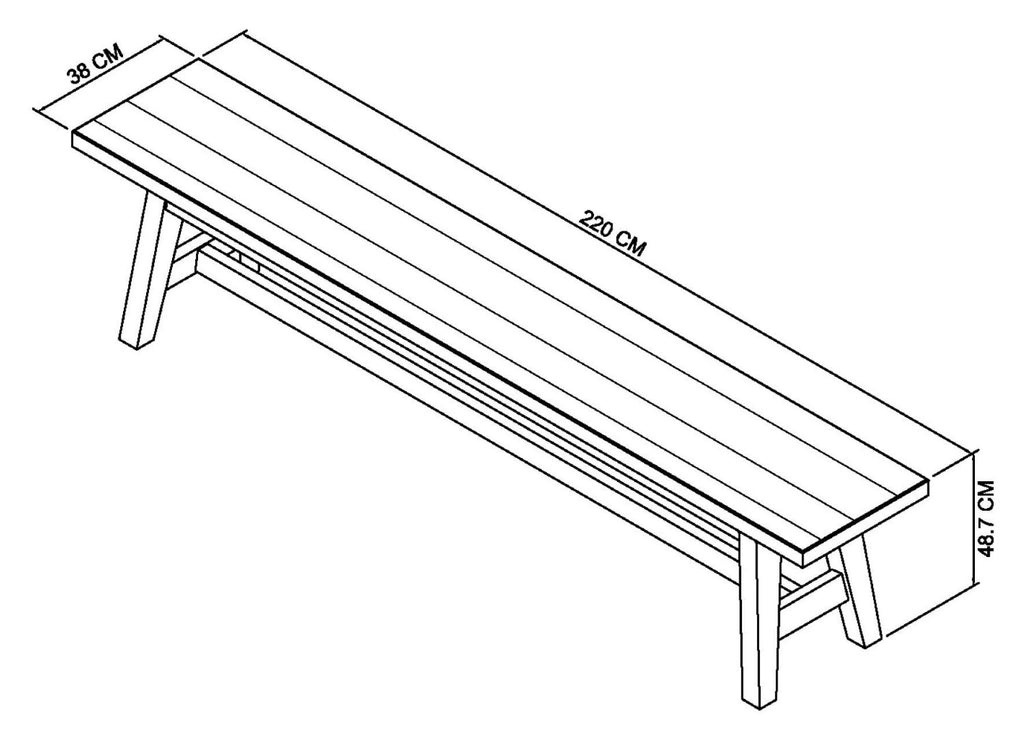 Rustic Oak Large Dining Bench 220cm - Home Furniture Interiors