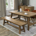 Rustic Oak Oiled Wooden Small Dining Bench A Frame Legs