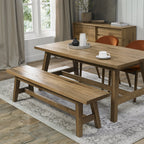 Rustic Oak Oiled Wooden Small Dining Bench A Frame Legs