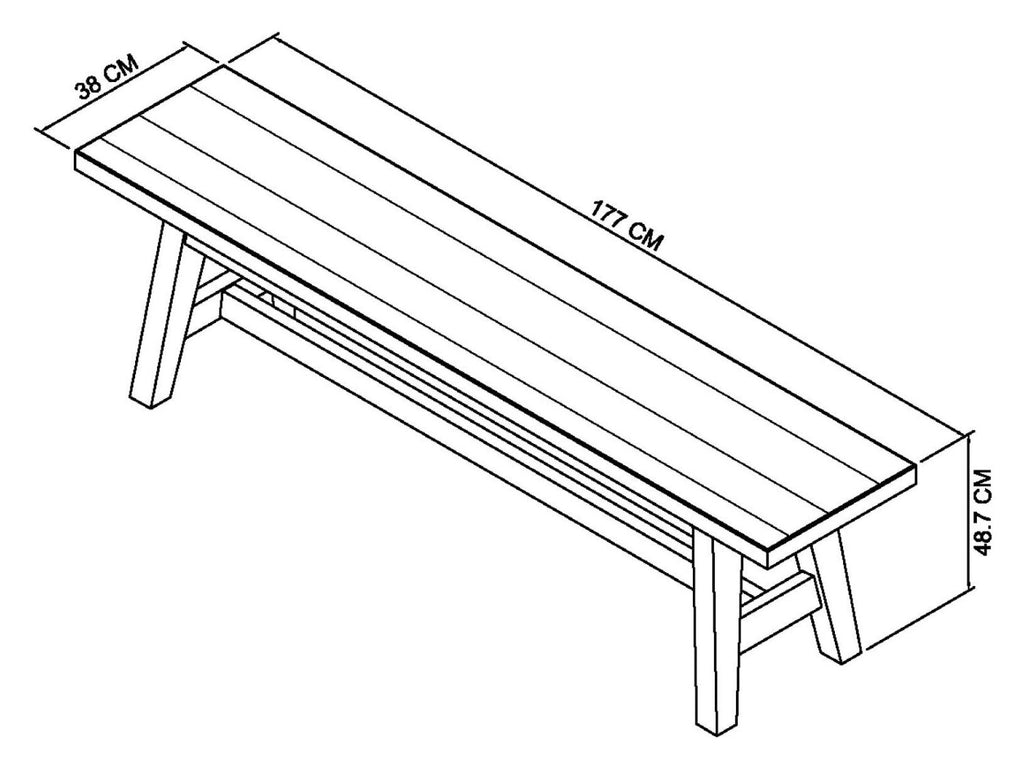 Rustic Oak Oiled Wooden Small Dining Bench A Frame Legs - Home Furniture Interiors