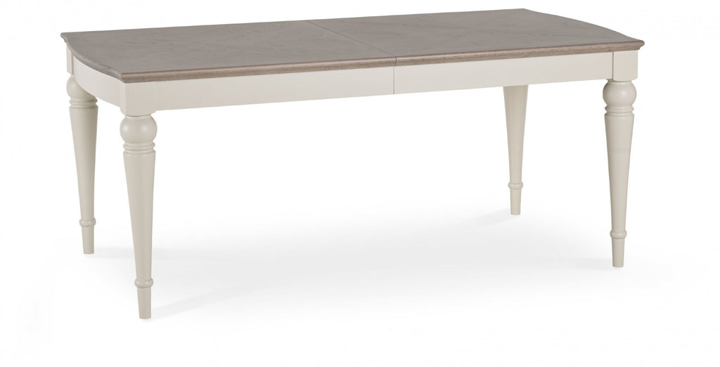 Grey Oak Top Dining Table Set with 6 Grey Leather Chairs - Home Furniture Interiors
