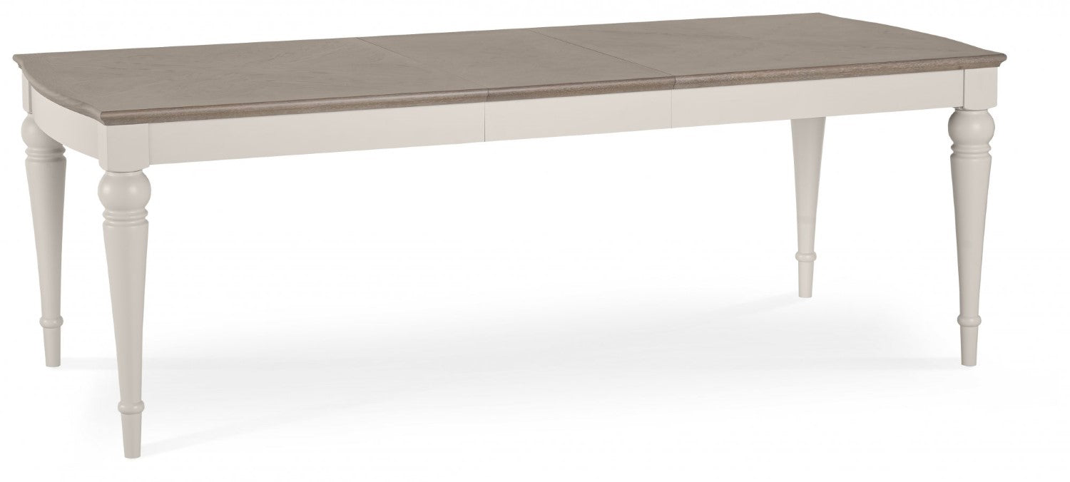 Grey Oak Top Dining Table Set with 6 Grey Leather Chairs - Home Furniture Interiors