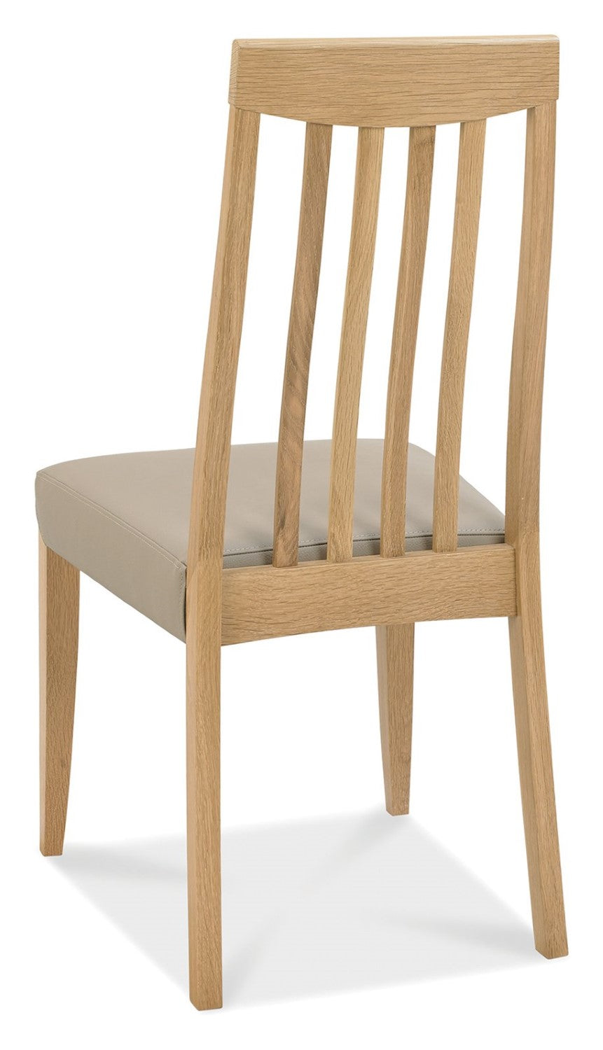 Oak Small Dining Table Set 2 Slat Back Grey Leather Chairs - Home Furniture Interiors