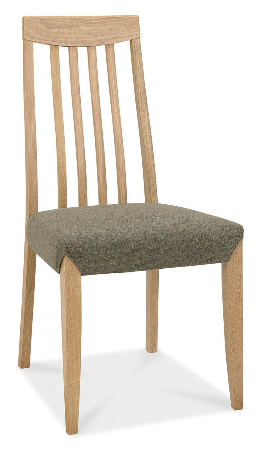 Oak 4 Dining Table Set 4 Oak Slat Back Chairs Gold Fabric - Home Furniture Interiors