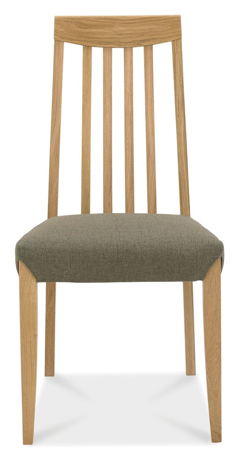 Oak 4 Dining Table Set 4 Oak Slat Back Chairs Gold Fabric - Home Furniture Interiors