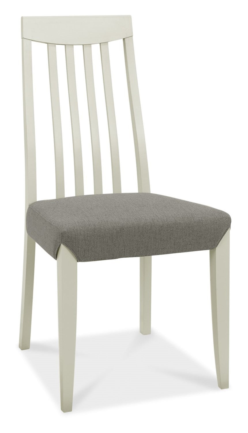 Grey Washed Oak Dining Set 4 Grey Fabric Slat Back Chairs - Home Furniture Interiors