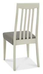 Grey Washed Oak Dining Set 4 Grey Fabric Slat Back Chairs - Home Furniture Interiors