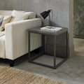 Grey Zinc Top 45cm Square Side Table Dark Grey Metal Frame