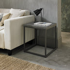 Grey Zinc Top 45cm Square Side Table Dark Grey Metal Frame