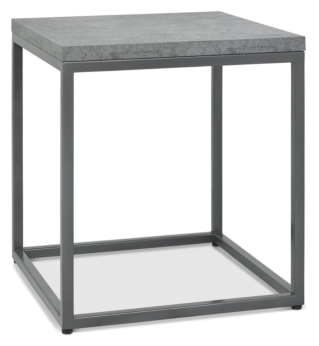 Grey Zinc Top 45cm Square Side Table Dark Grey Metal Frame - Home Furniture Interiors