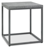 Grey Zinc Top 45cm Square Side Table Dark Grey Metal Frame - Home Furniture Interiors