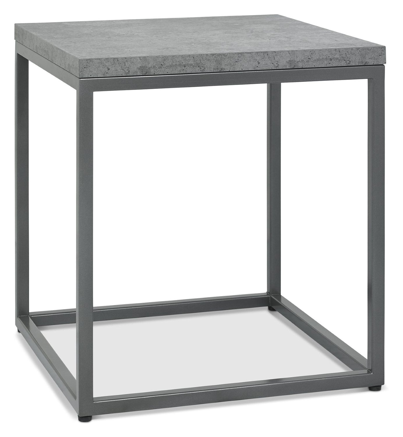 Grey Zinc Top 45cm Square Side Table Dark Grey Metal Frame - Home Furniture Interiors