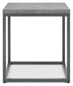 Grey Zinc Top 45cm Square Side Table Dark Grey Metal Frame - Home Furniture Interiors