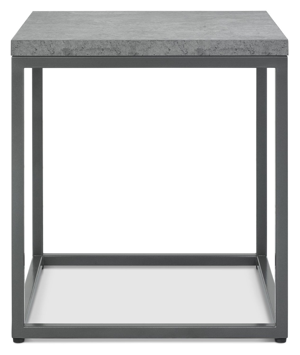 Grey Zinc Top 45cm Square Side Table Dark Grey Metal Frame - Home Furniture Interiors