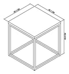 Grey Zinc Top 45cm Square Side Table Dark Grey Metal Frame - Home Furniture Interiors