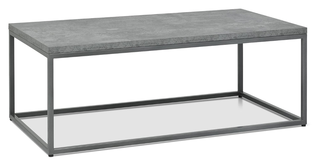 Dark Grey Top Zinc Rectangular Coffee Table Metal Base - Home Furniture Interiors