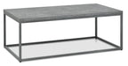 Dark Grey Top Zinc Rectangular Coffee Table Metal Base - Home Furniture Interiors