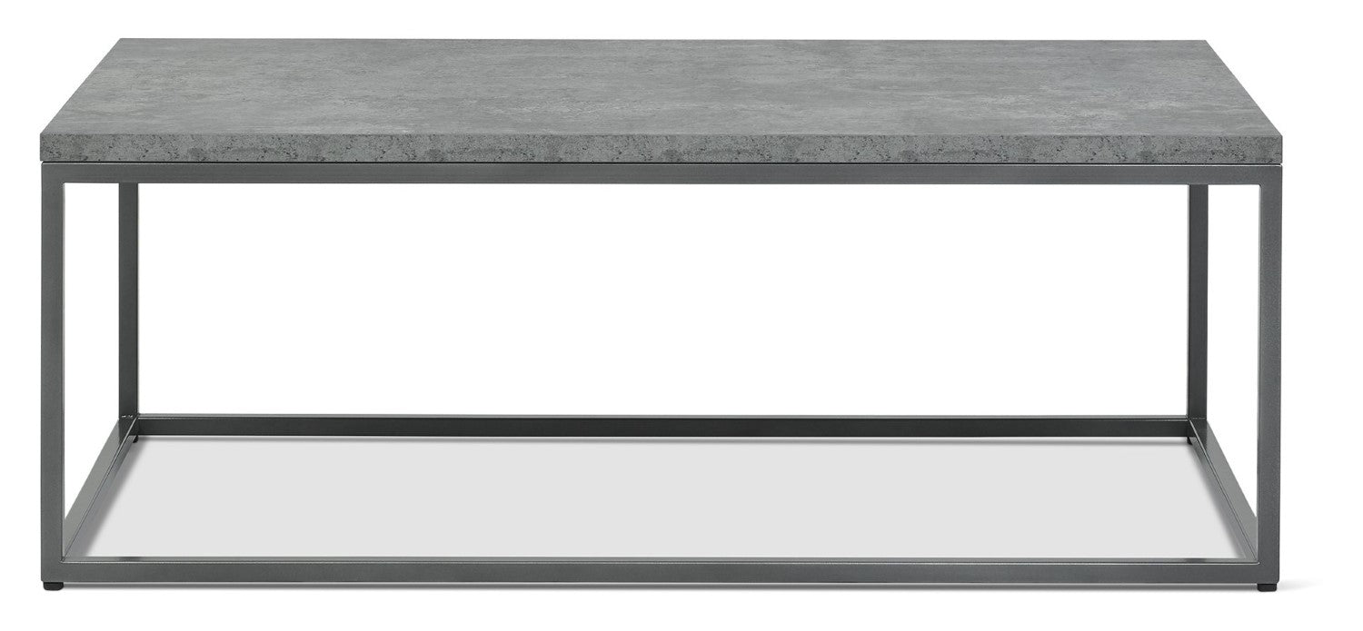 Dark Grey Top Zinc Rectangular Coffee Table Metal Base - Home Furniture Interiors