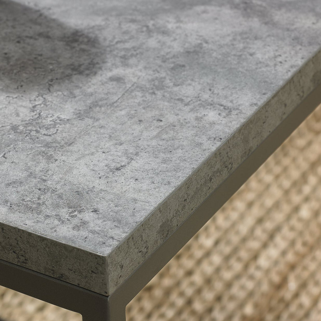 Dark Grey Top Zinc Rectangular Coffee Table Metal Base - Home Furniture Interiors