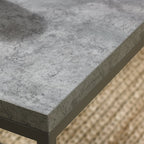 Dark Grey Top Zinc Rectangular Coffee Table Metal Base - Home Furniture Interiors