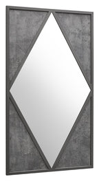 Grey Metal Large Rectangular Diamond Wall Mirror - Home Furniture Interiors