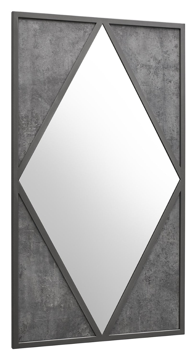 Grey Metal Large Rectangular Diamond Wall Mirror - Home Furniture Interiors