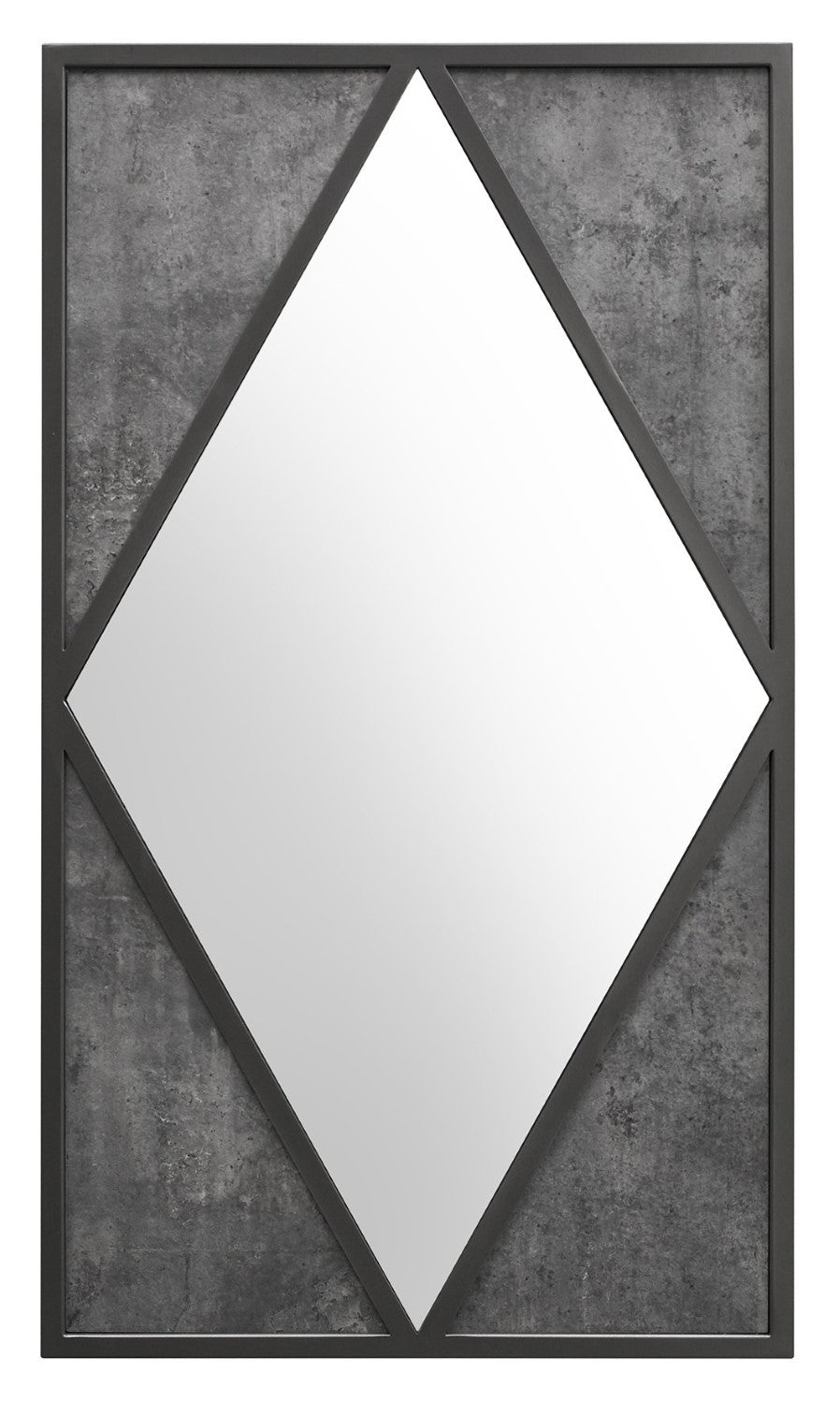 Grey Metal Large Rectangular Diamond Wall Mirror - Home Furniture Interiors