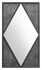 Grey Metal Large Rectangular Diamond Wall Mirror - Home Furniture Interiors
