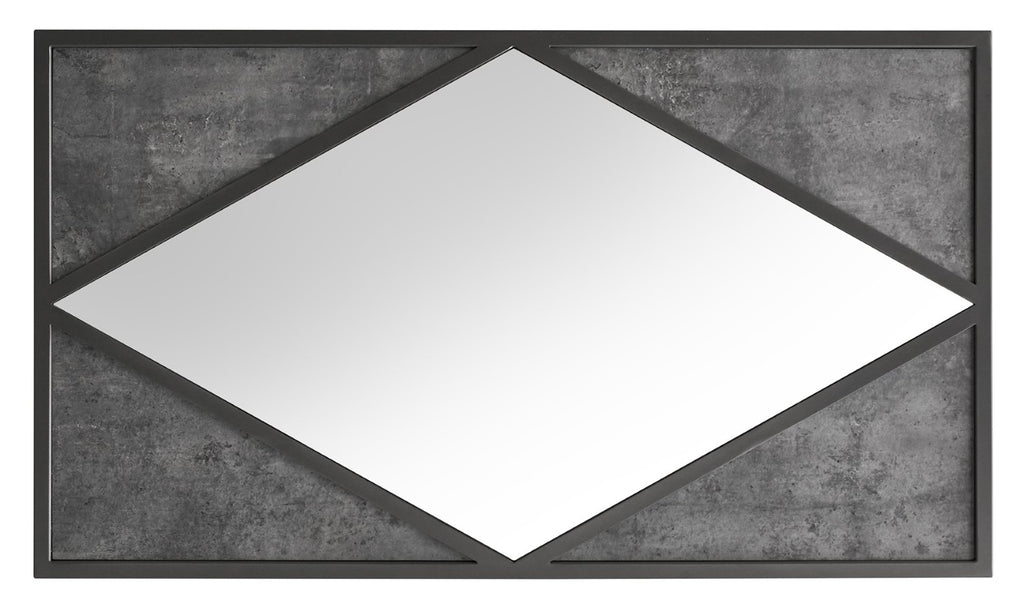 Grey Metal Large Rectangular Diamond Wall Mirror - Home Furniture Interiors