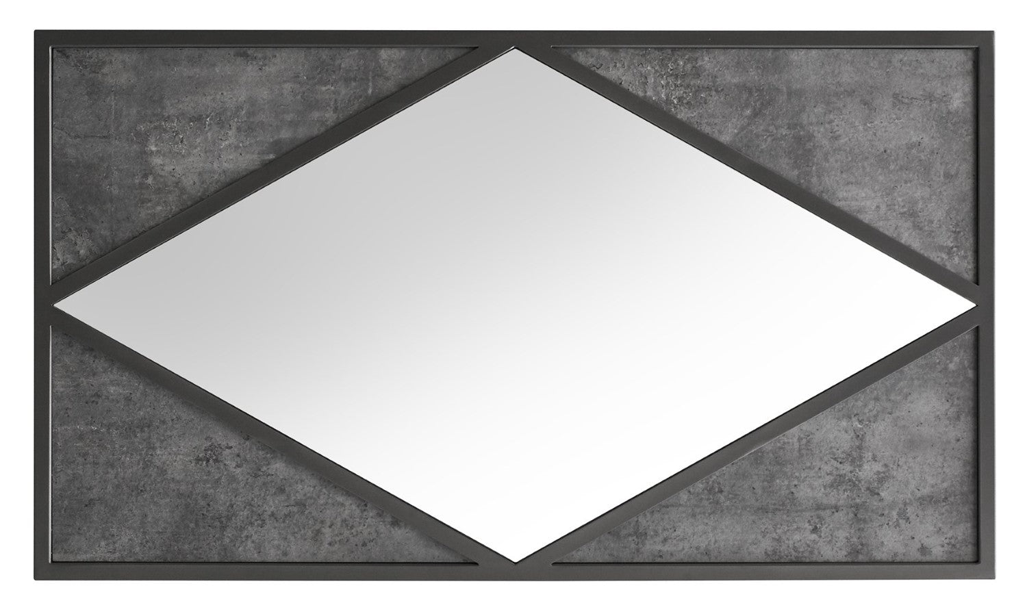 Grey Metal Large Rectangular Diamond Wall Mirror - Home Furniture Interiors