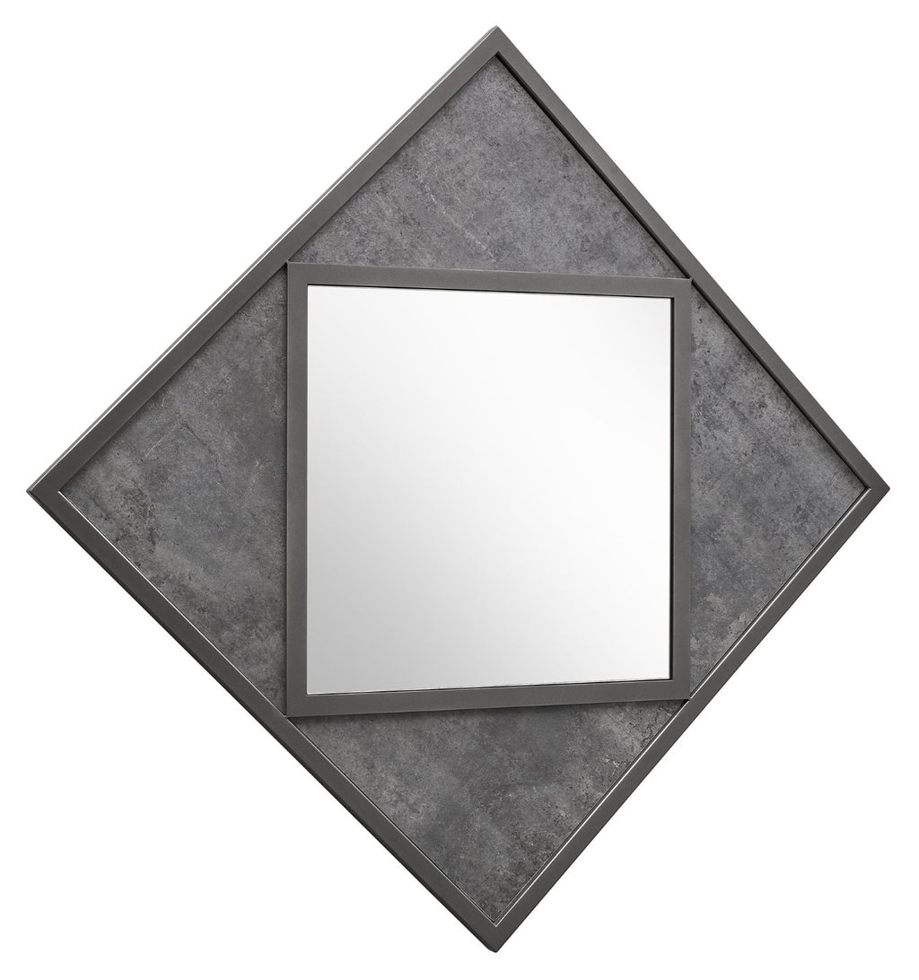 Zinc and Dark Grey Square Wall Mirror - Home Furniture Interiors