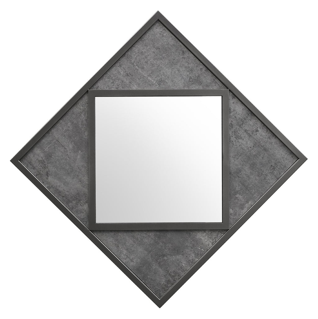 Zinc and Dark Grey Square Wall Mirror - Home Furniture Interiors
