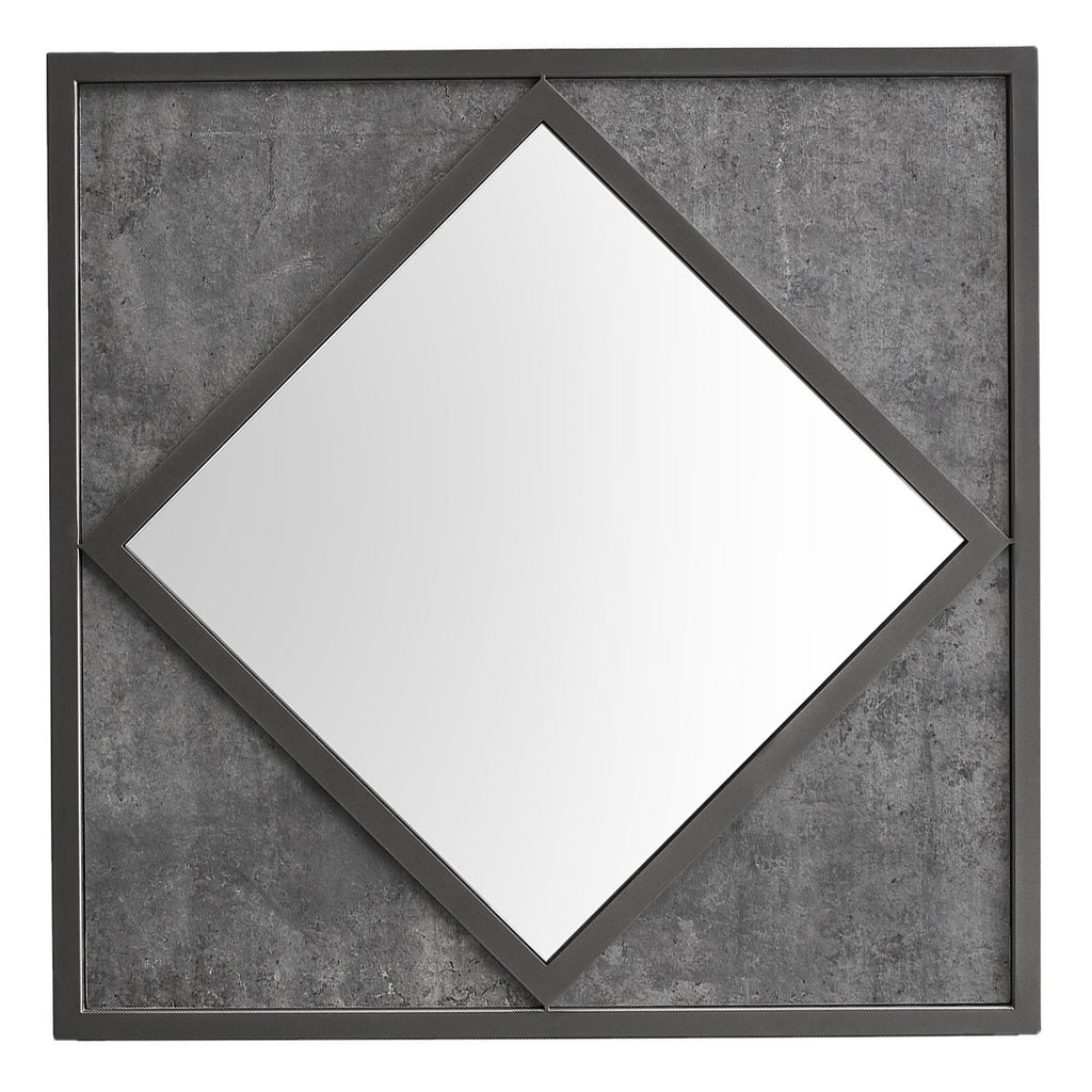 Zinc and Dark Grey Square Wall Mirror - Home Furniture Interiors