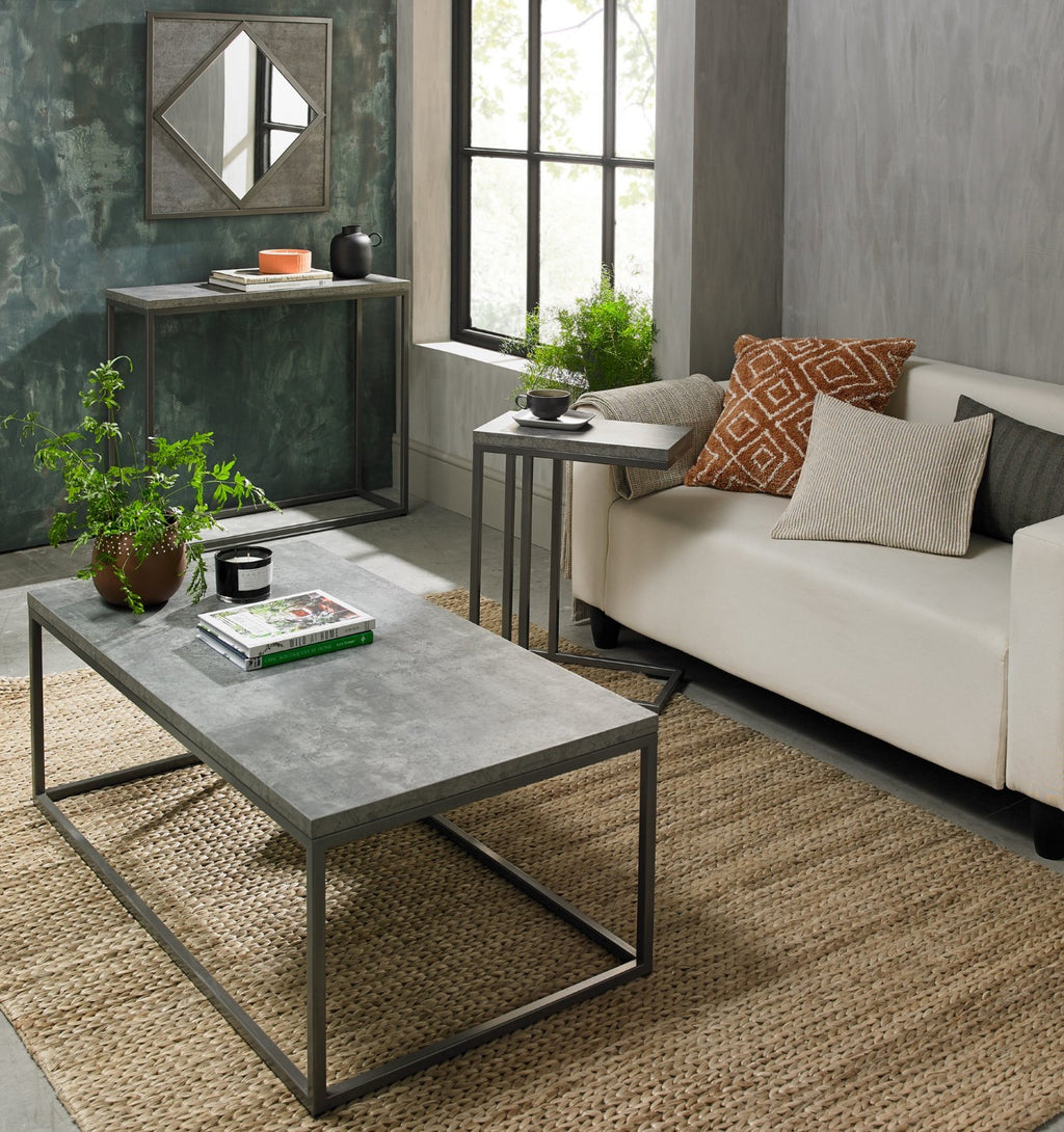 Grey Zinc Console Hall Table Metal Frame - Home Furniture Interiors