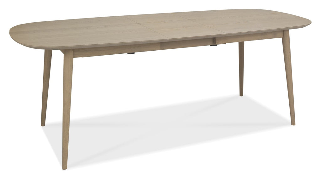 Oak Oval Extending Dining Table Set 6 Grey Fabric Chairs - Home Furniture Interiors
