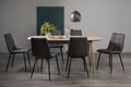 Oak 8 Seater Extending Dining Set 6 Dark Grey Leather Chairs