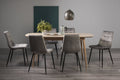 Oak Extending Dining Table Set 6 Grey Velvet Fabric Chairs