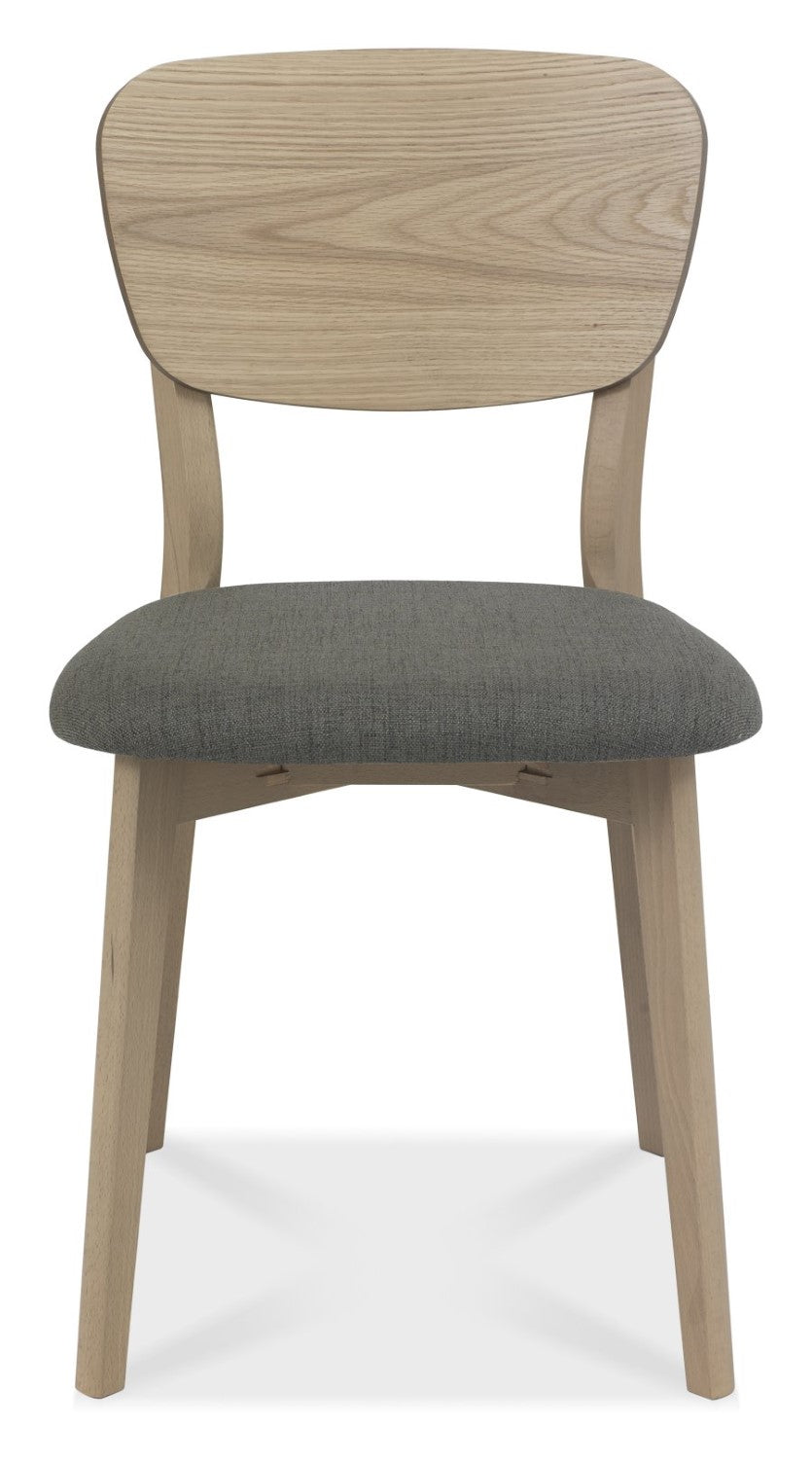 Scandi Oak Large Dining Table Set 6 Grey Fabric Chairs - Home Furniture Interiors