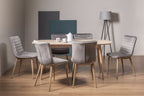 Scandi Oak Large Dining Set Light Grey Fabric Chairs