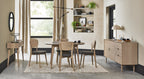 Oak Dining Table Set with 4 Oak Back Grey Fabric Chairs - Home Furniture Interiors
