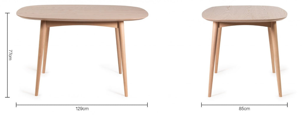 Oak Small Dining Table Set 4 Light Grey Leather Chairs - Home Furniture Interiors