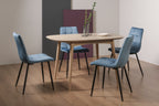 Scandi Oak Small Dining Table Set 4 Velvet Fabric Chairs