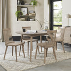 Scandi Oak Small Dining Table Set with 4 Spindle Back Dining Chairs