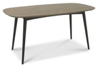 Weathered Oak rectangular dining table with six grey leather chairs from Bentley Designs, part of a stylish table and chair set.