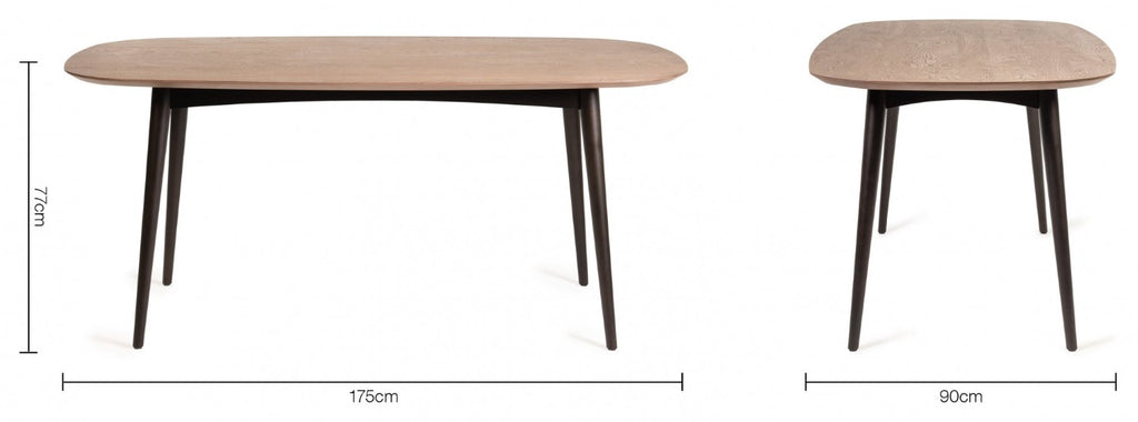 Weathered Oak dining table with six grey velvet Bentley Designs chairs, modern table and chair set for dining room.