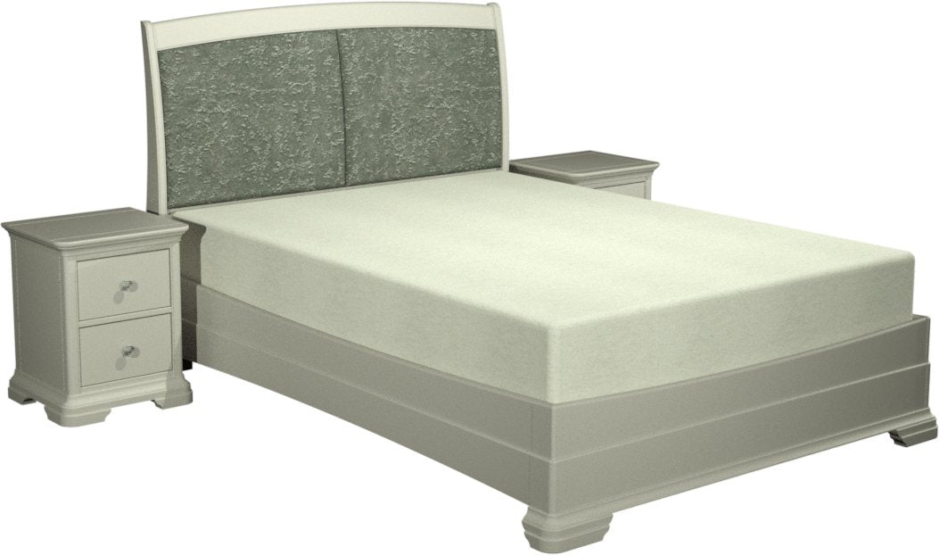 Alora Blue Grey Pearl Velvet Fabric King Bed Frame 150cm - Home Furniture Interiors