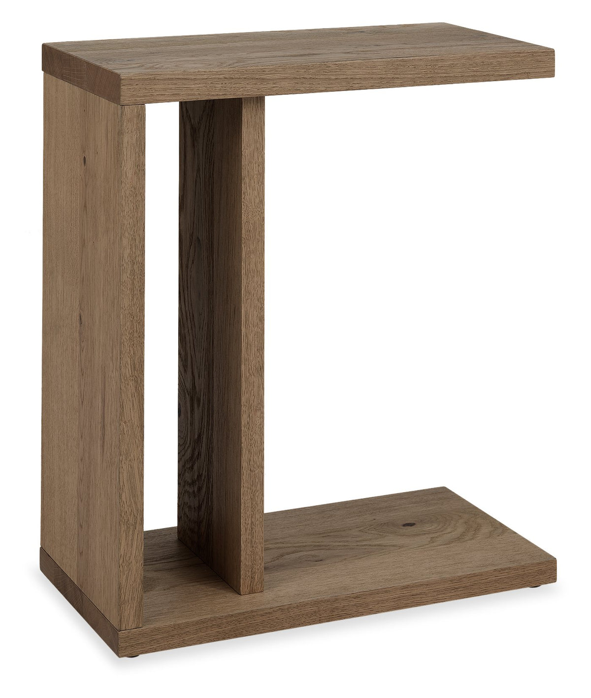 Dark oak Bentley Designs side lamp and end table with a wire brushed finish, showcasing a sleek, modern furniture piece.